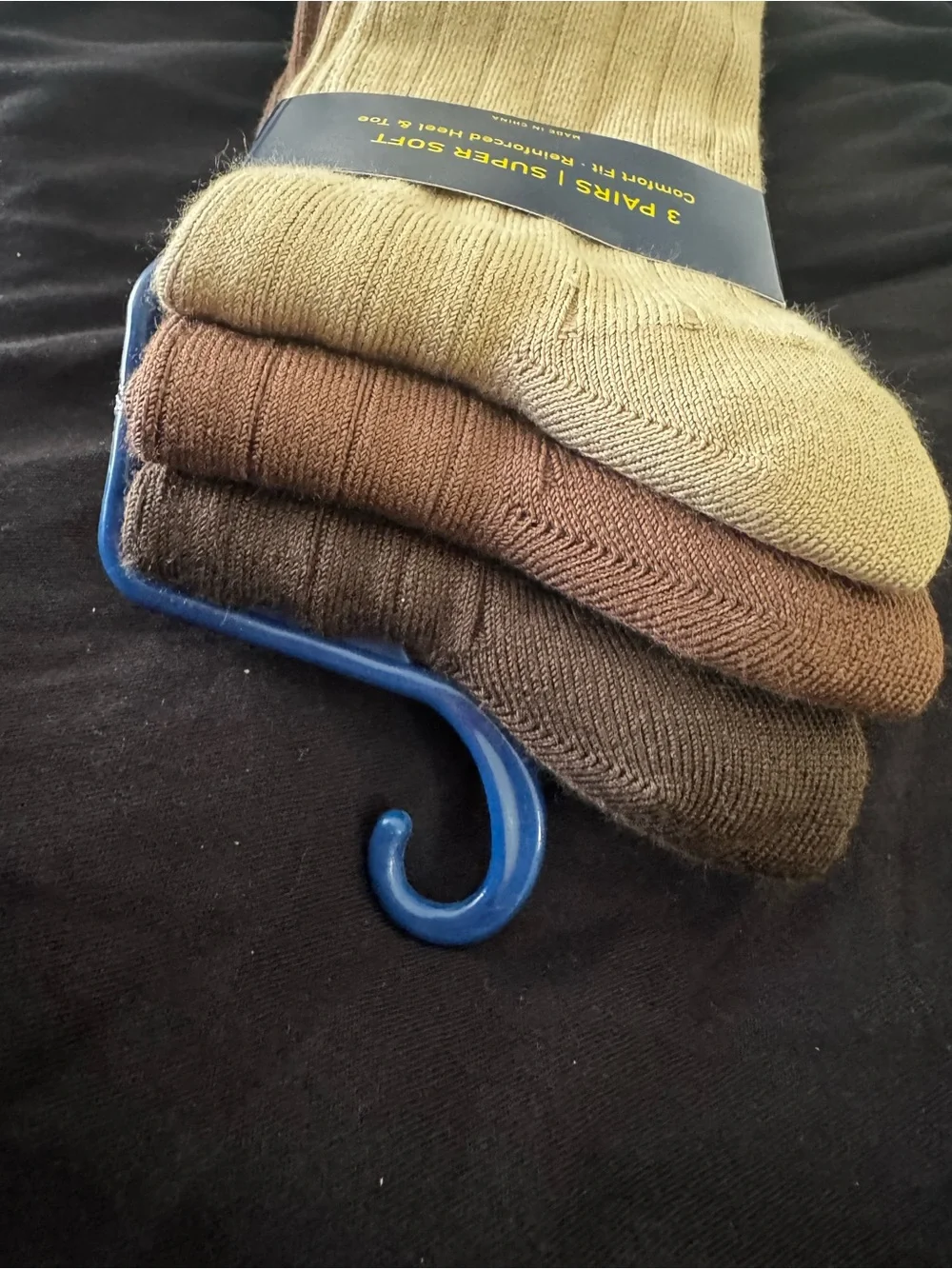 Polo by Ralph Lauren Ribbed Crew Socks in Tan and Brown - 3 Pairs Brand New